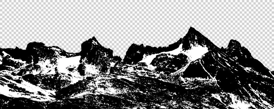 Snowcapped mountain range panoramic isolated graphic Stock Illustration