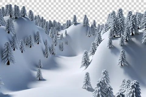 Snowcapped mountain with trees Stock Illustration