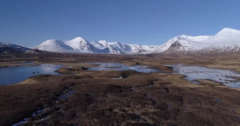 Snowcapped mountains in highlands Stock Footage 97048990
