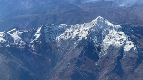 Snowcapped peruvian mountains Andes during flight from Cusco to Lima, Stock Footage 204715455