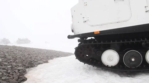 Snowcat on glacier lateral, dolly camera Stock Footage 57274766