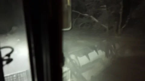 Snowcat is moving down the hill Stock Footage 68054423