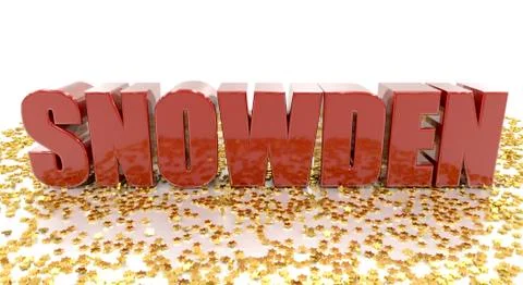 SNOWDEN - with gold stars on white background - High quality 3D Render Stock Illustration