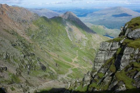 Snowdonia summit view Stock Photos