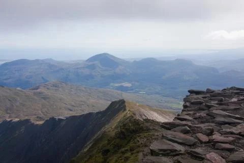 Snowdonia summit view Stock Photos