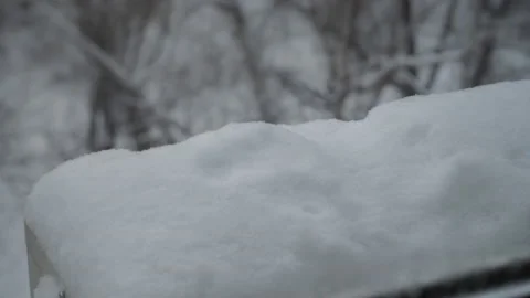 A snowdrift grows during a snowfall, a timelapse Stock Footage 166669620