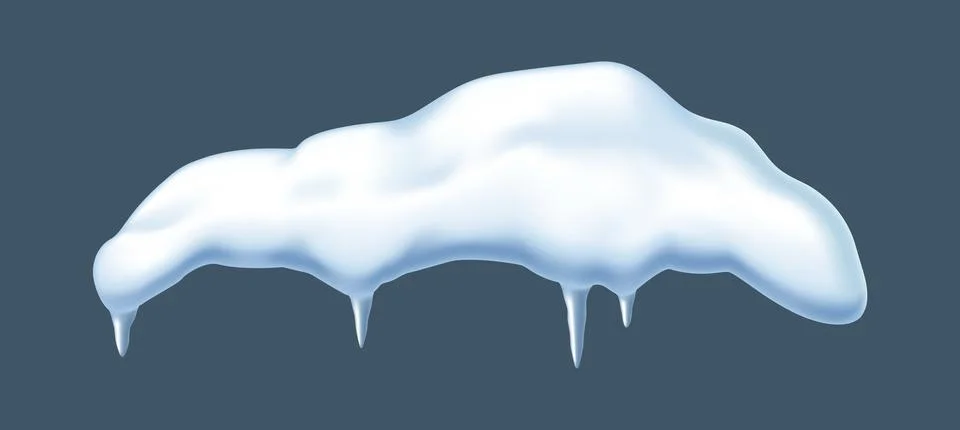 Snowdrift with melting icicles realistic vector illustration 스톡 일러스트