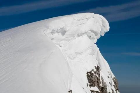 Snowdrift snow cornice Hoher Goll Berchtesgaden Alps Bavaria Germany Europe Stock Photos