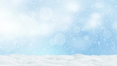 Snowdrift with snow falling in the winter on blue background 3D render Stock Footage 339437754