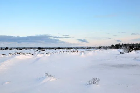 Snowdrift at stonewall Stock Photos