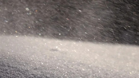 Snowdrift in sunshine with front-focus close up. Winter sunny lyric scene Stock Footage 86429447