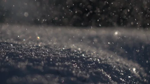 Snowdrift under snowfall close up with shallow focus Stock Footage 86429381
