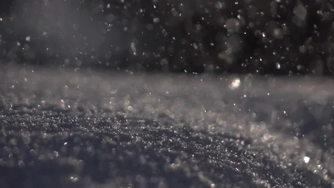 Snowdrift under thick snowfall in low sun Stock Footage 86429469