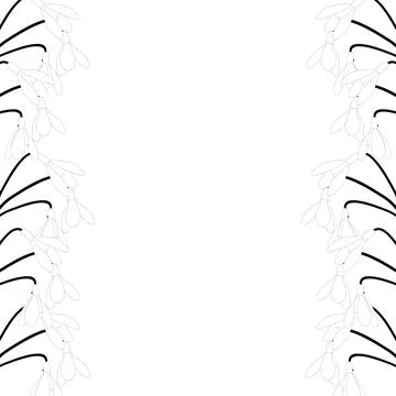 Snowdrop Border Outline Stock Illustration