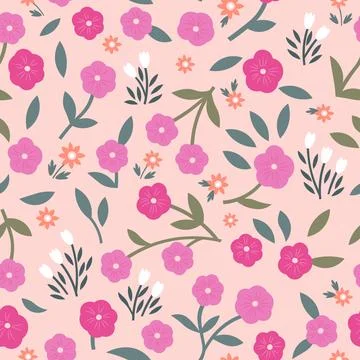 Snowdrop flower on a delicate pink background, hand-drawn vector seamless p.. Stock Illustration