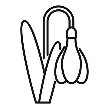 Snowdrop flower growing with stem and leaves icon Stock Illustration
