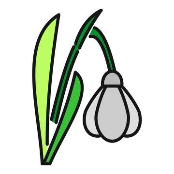 Snowdrop flower icon representing spring and new life Stock Illustration