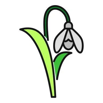 Snowdrop flower icon representing spring blooming and nature Stock Illustration