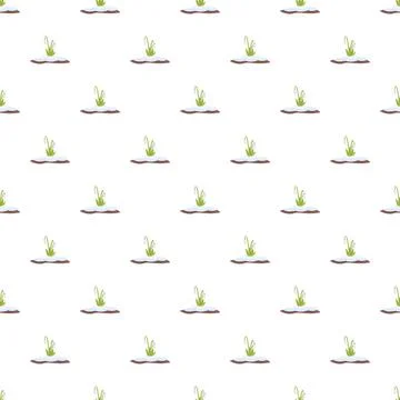 Snowdrop flowers emerging through snow seamless pattern 스톡 일러스트