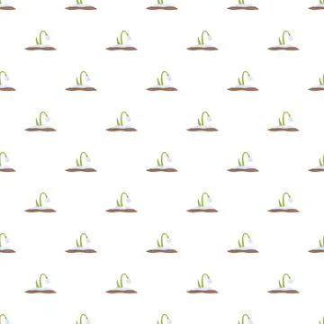 Snowdrop flowers pushing through snow seamless pattern Stock Illustration