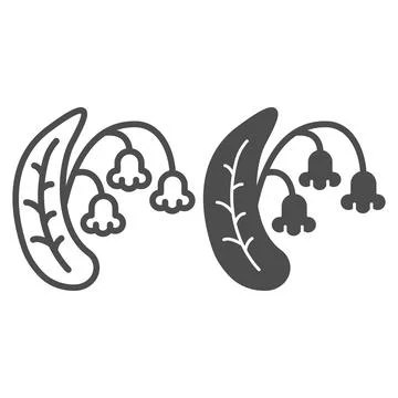 Snowdrop line and solid icon, Happy Easter concept, First spring flower sign on 스톡 일러스트