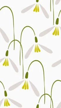Snowdrop seamless pattern vector floral design primitive scandinavian Illustrazione stock