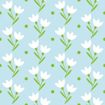 Snowdrop vector seamless pattern Stock Illustration