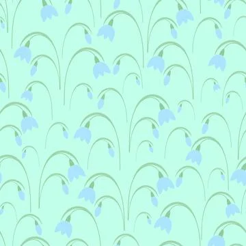 Snowdrops seamless floral pattern of blue flowers in a flat style Illustrazione stock