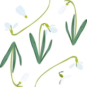 Snowdrops seamless textile pattern. Stock Illustration