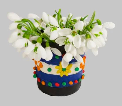 Snowdrops in the vase Stock Photos