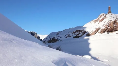 Snowe mountain and tower Stock Footage 239343120