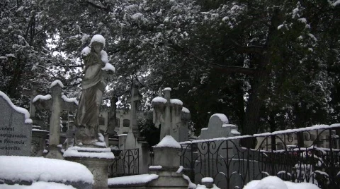 Snowed Cemetery 02 Stock Footage 332937