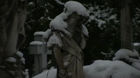 Snowed Graveyard Stock Footage 599466