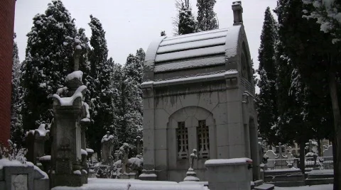 Snowed Graveyard Stock Footage 713628