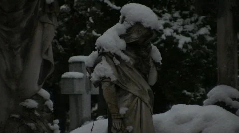 Snowed Graveyard Stock Footage 713643