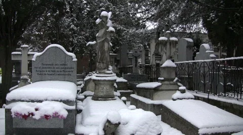 Snowed Graveyard Stock Footage 713780