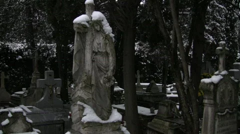 Snowed Graveyard Stock Footage 713785
