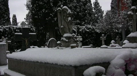 Snowed Graveyard Stock Footage 713787