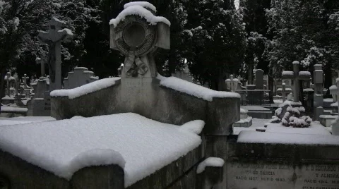 Snowed Graveyard Stock Footage 714153