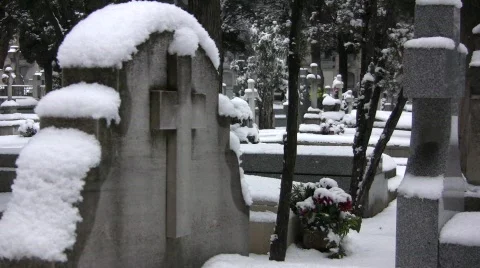 Snowed Graveyard Stock Footage 725761