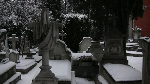 Snowed Graveyard Stock Footage 725779