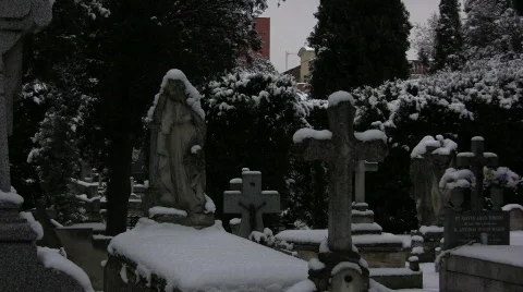 Snowed Graveyard Stock Footage 725909
