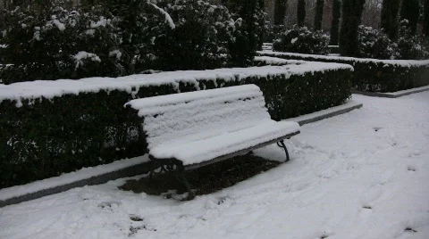Snowed Park Bench Stock Footage 600787