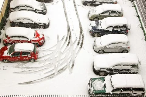 Snowed in parking Stock Photos