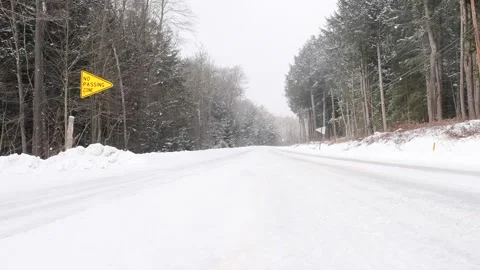 Snowed in road fresh cold winter travel Stock Footage 262001514