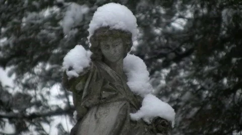 Snowed Statue 2 Stock Footage 333566