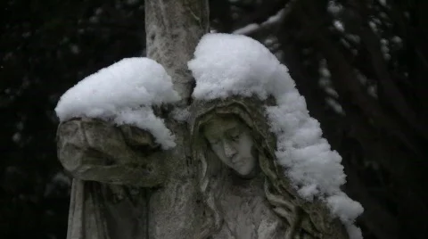 Snowed Statue Stock Footage 333552
