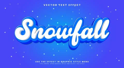 Snowfall 3D editable text effect template Stock Illustration