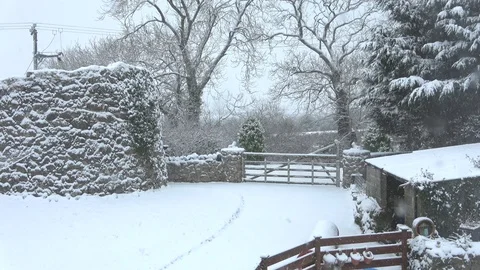 Snowfall against windmill ruin Stock-Footage 86431036