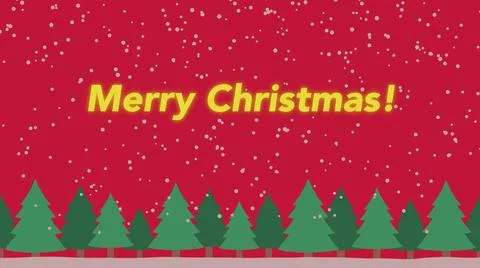Snowfall and forest background and the sentence “Merry Christmas” Stock Illustration